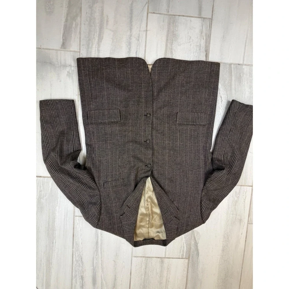 Paul Fredrick Glen Plaid Sport Coat Blazer Brown 48 X-Long Made in USA